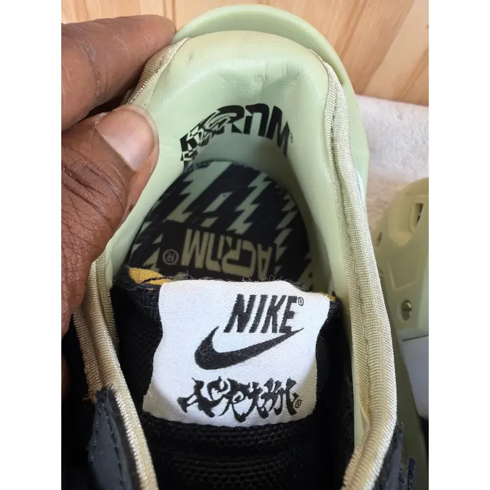 Nike x ACRONYM Blazer Low Black Olive Aura Distressed Laser Cut Sneakers Size 14